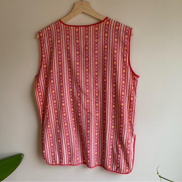 60s/70s Zippered Floral Apron Top - Picture 7 of 12